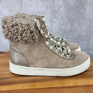 Sam‎ Edelman Sneakers Womens 6.5 Brown Leather Shearling Luther Ankle Boots